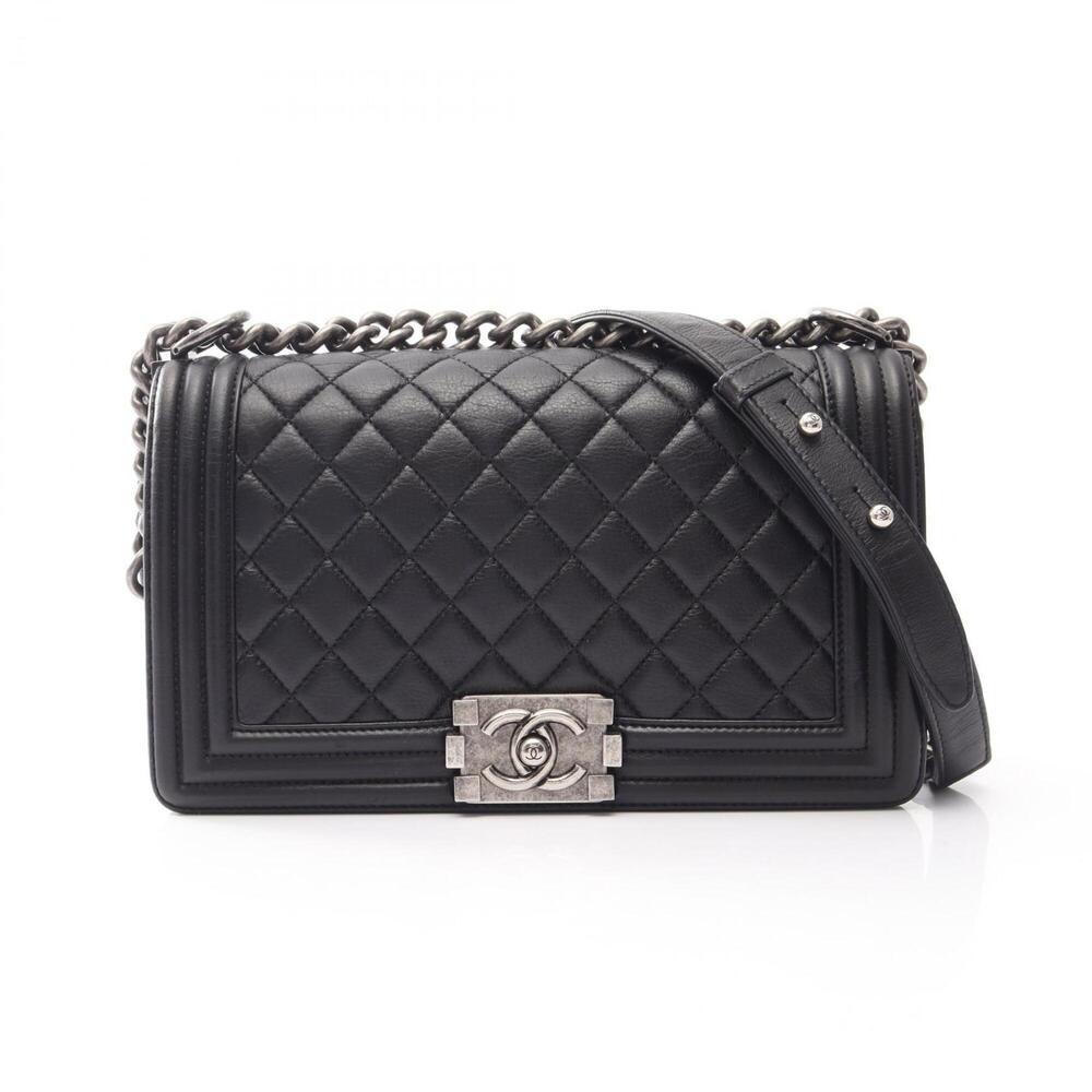 Chanel Boy Shoulder Bag/Handbag, Lambskin Leather, Women's, Black, A67086
